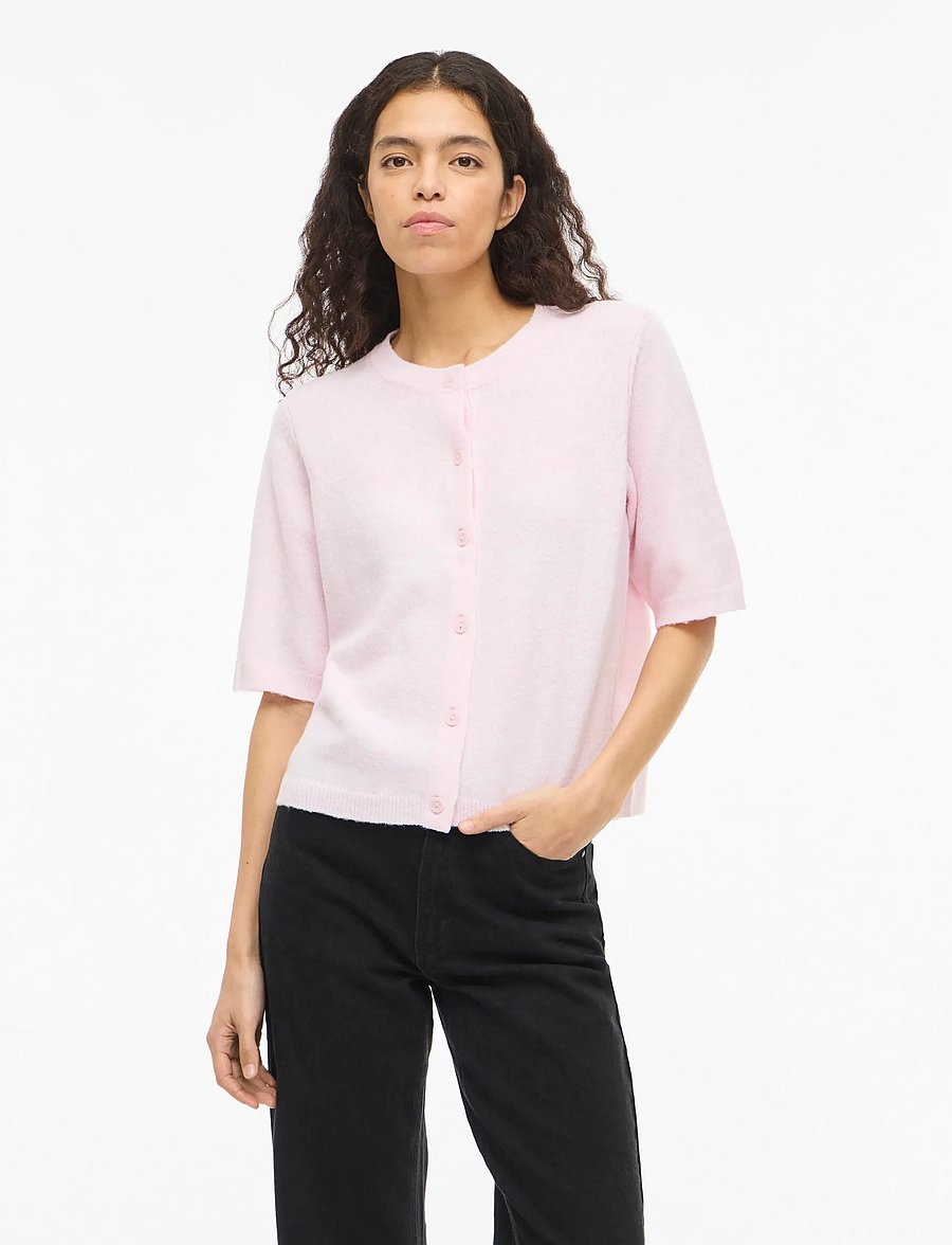 Vila - VILIGA 2/4 O-NECK KNIT CARDIGAN - NOOS - strickjacken - cherry blossom - 0