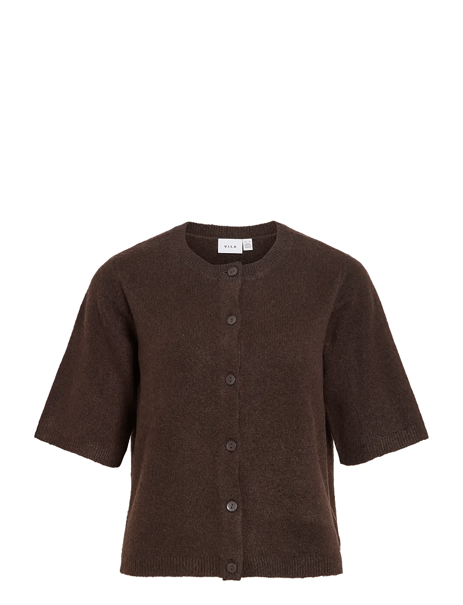 Vila - VILIGA 2/4 O-NECK KNIT CARDIGAN - NOOS - strickjacken - coffee bean - 1