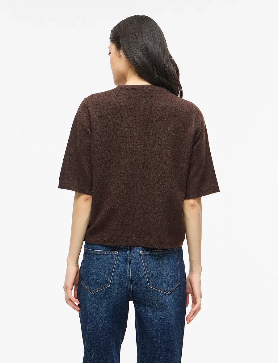Vila - VILIGA 2/4 O-NECK KNIT CARDIGAN - NOOS - strickjacken - coffee bean - 3