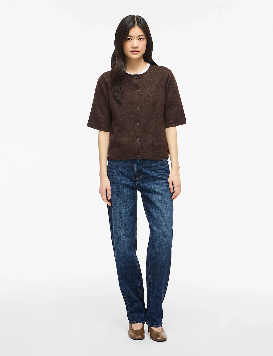Vila - VILIGA 2/4 O-NECK KNIT CARDIGAN - NOOS - strickjacken - coffee bean - 4