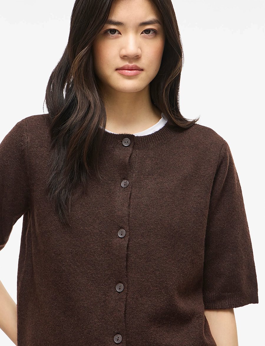 Vila - VILIGA 2/4 O-NECK KNIT CARDIGAN - NOOS - strickjacken - coffee bean - 5