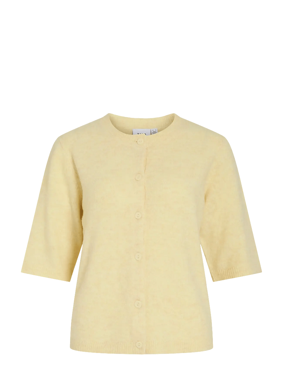 Vila - VILIGA 2/4 O-NECK KNIT CARDIGAN - NOOS - cardigans - pastel yellow - 1