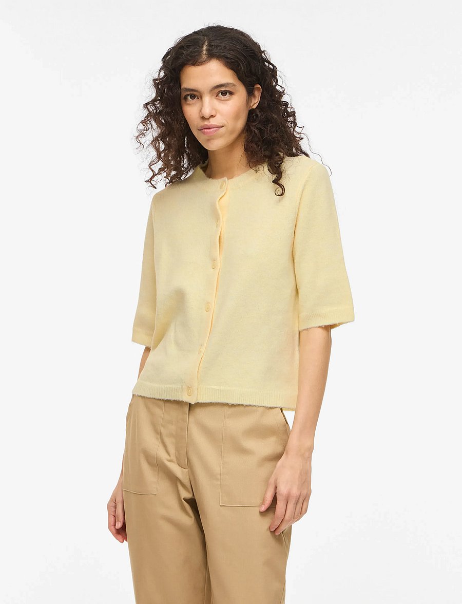 Vila - VILIGA 2/4 O-NECK KNIT CARDIGAN - NOOS - cardigans - pastel yellow - 0