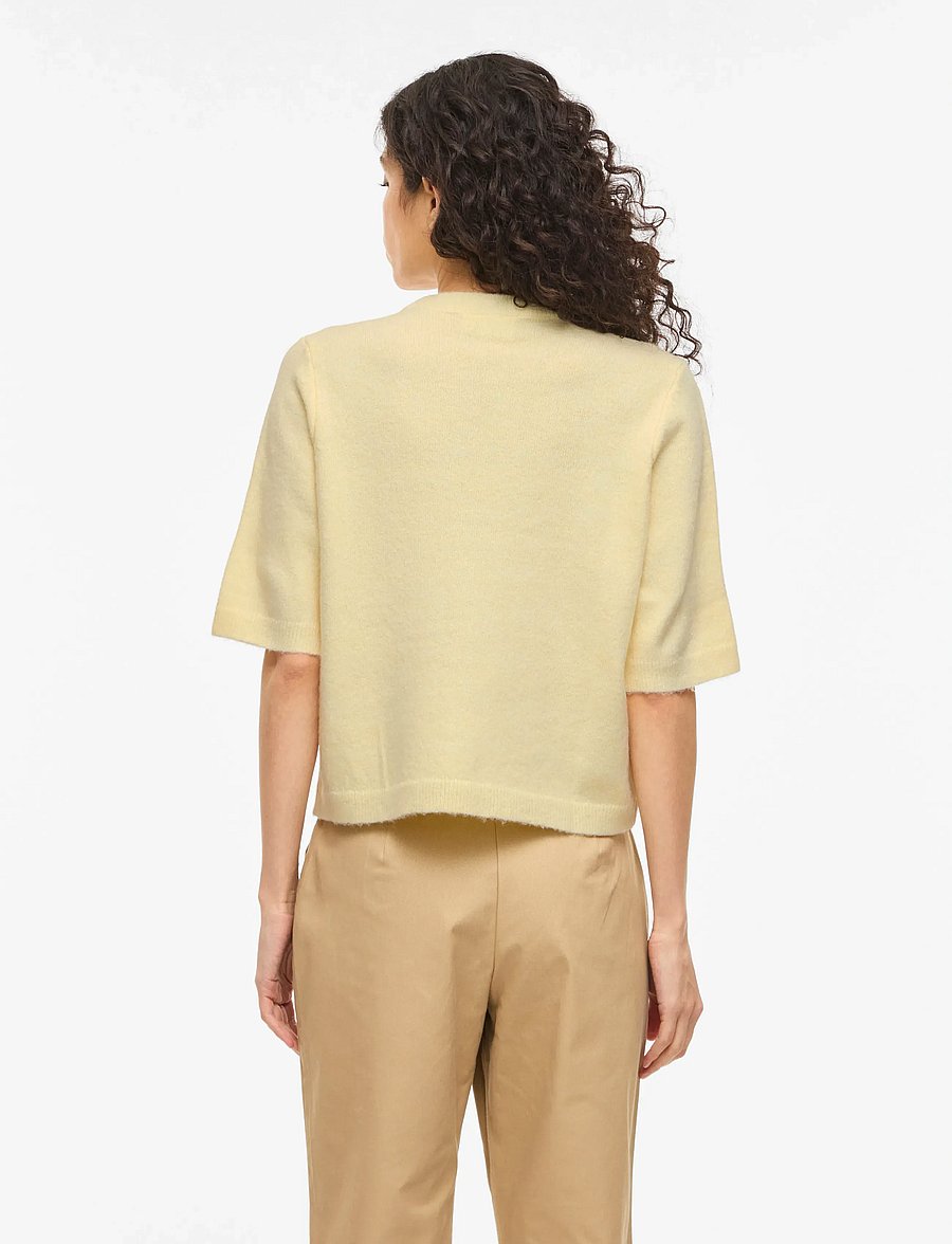 Vila - VILIGA 2/4 O-NECK KNIT CARDIGAN - NOOS - cardigans - pastel yellow - 3