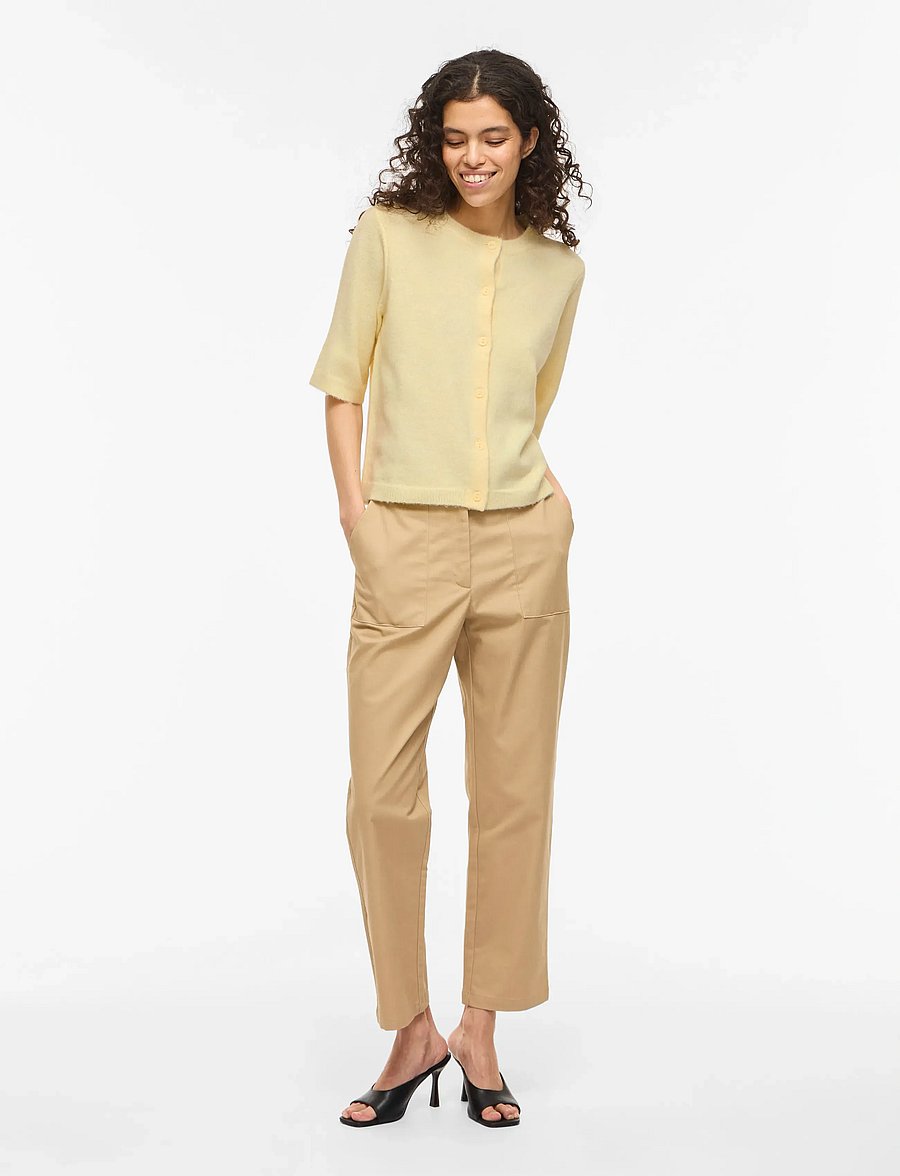 Vila - VILIGA 2/4 O-NECK KNIT CARDIGAN - NOOS - cardigans - pastel yellow - 4