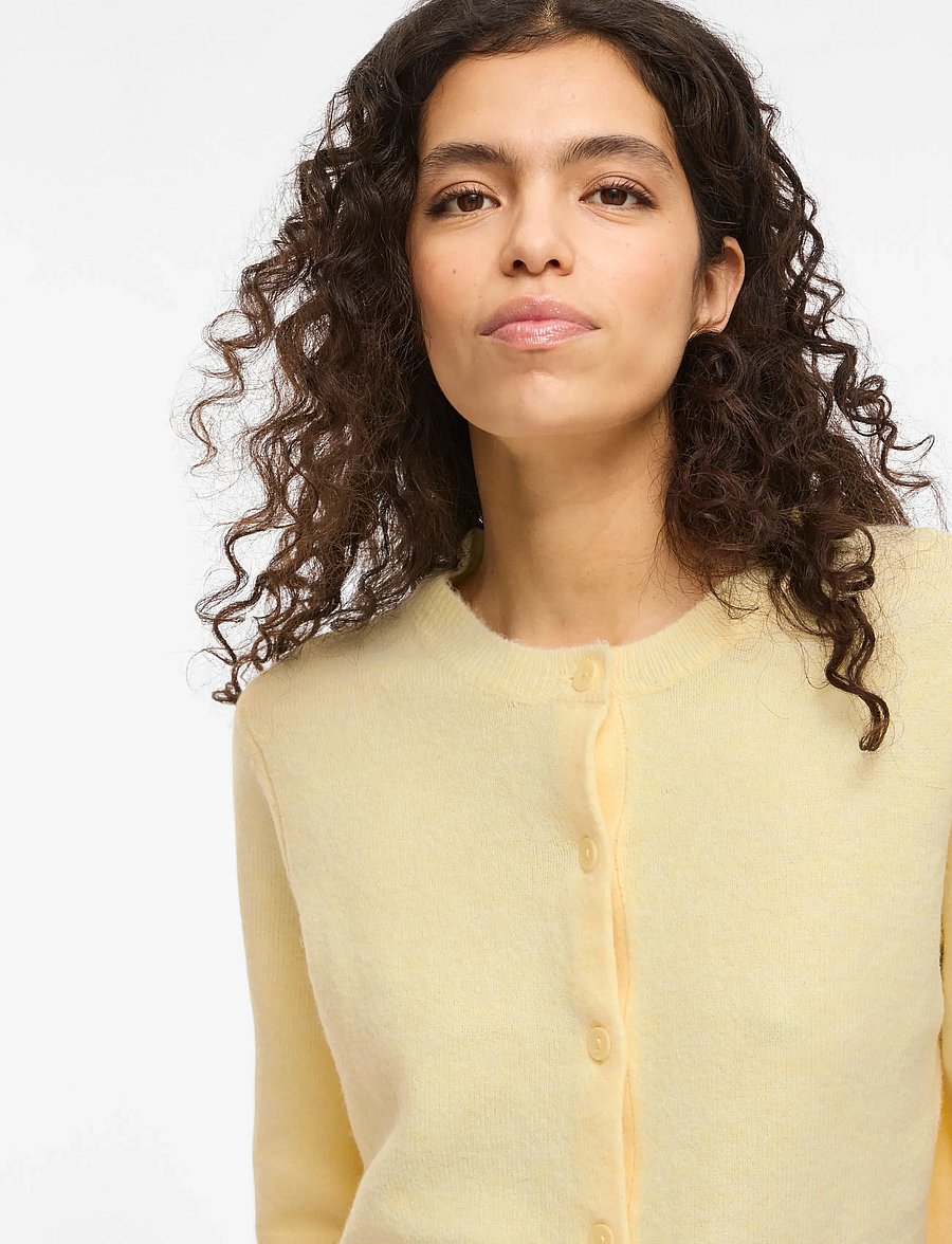 Vila - VILIGA 2/4 O-NECK KNIT CARDIGAN - NOOS - cardigans - pastel yellow - 5