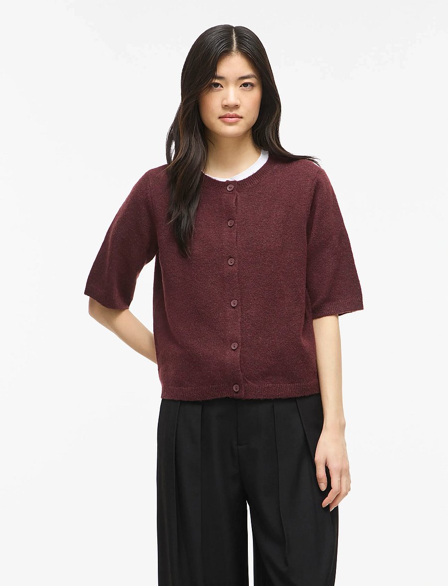 Vila - VILIGA 2/4 O-NECK KNIT CARDIGAN - NOOS - kardiganid - port royale - 0