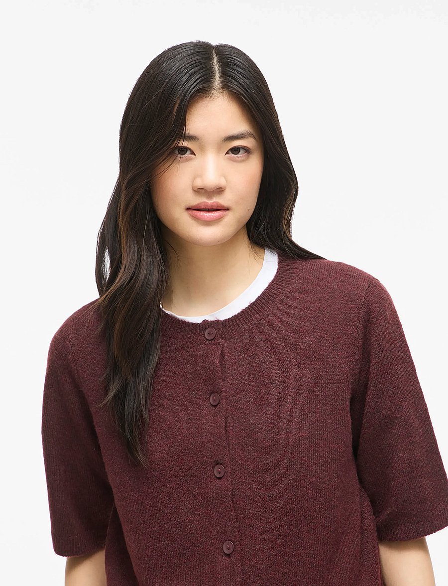 Vila - VILIGA 2/4 O-NECK KNIT CARDIGAN - NOOS - kardiganid - port royale - 5