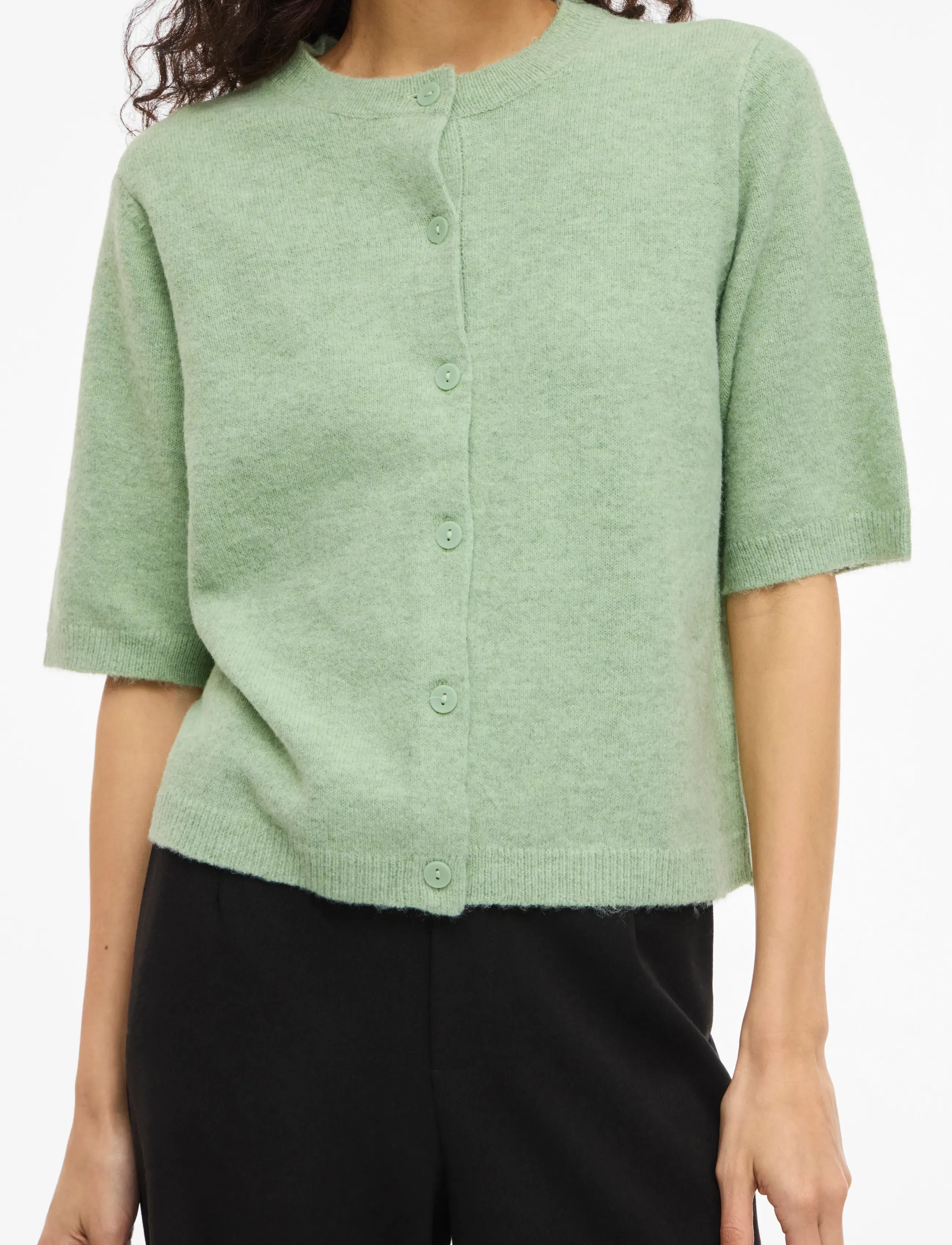 Vila - VILIGA 2/4 O-NECK KNIT CARDIGAN - NOOS - cardigans - smoke green - 5