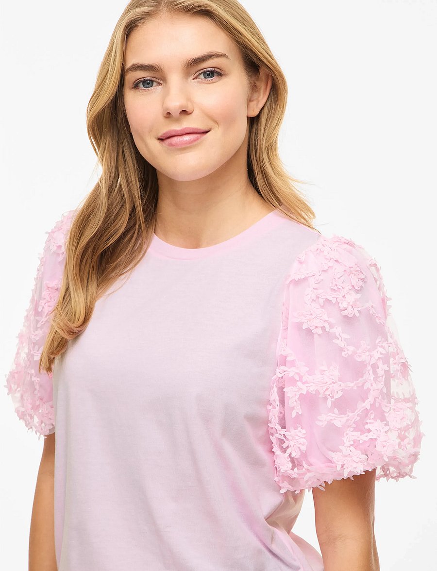 Vila - VIONESCA O-NECK S/S TOP - t-särgid - cherry blossom - 5