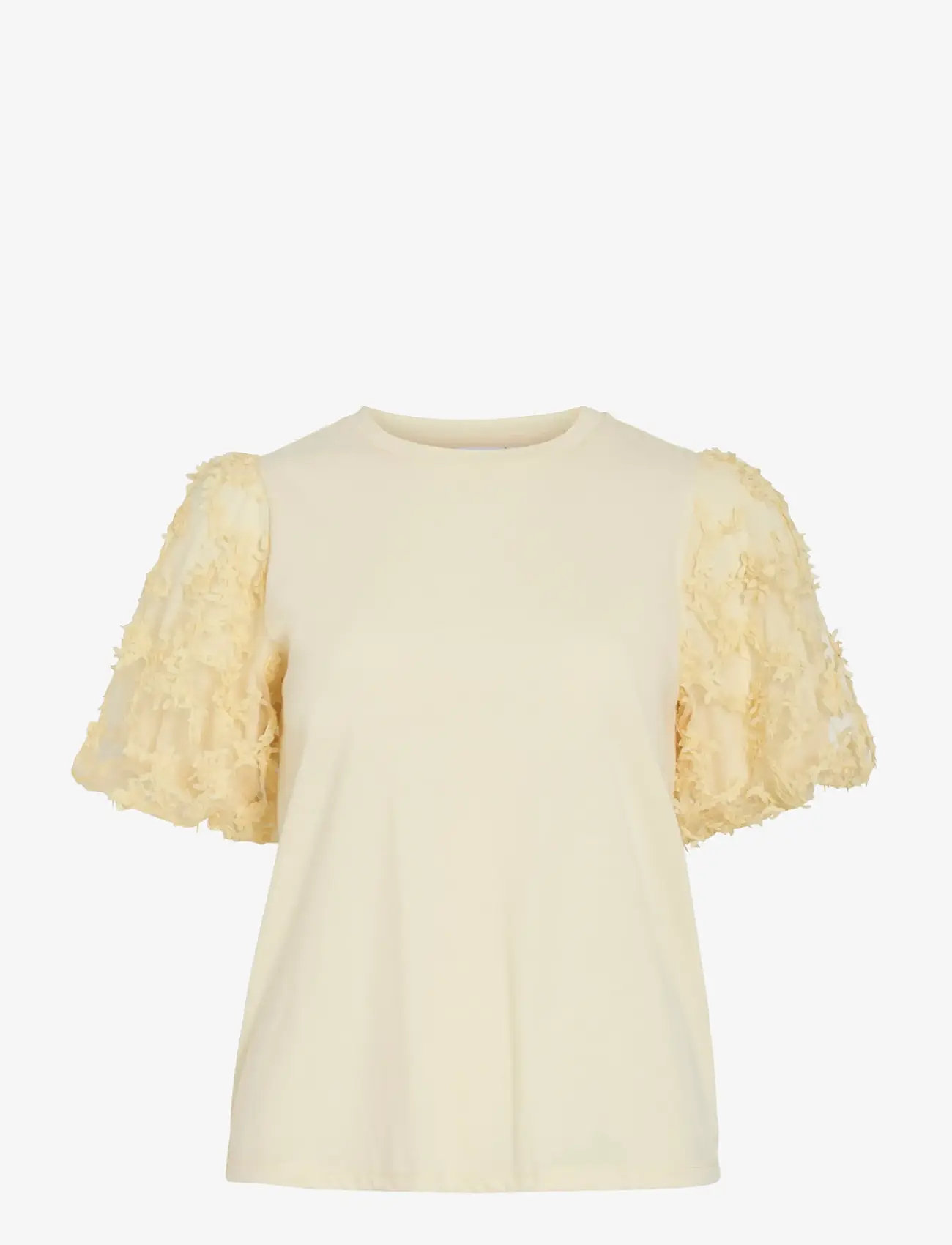 Vila - VIONESCA O-NECK S/S TOP - t-shirts - pastel yellow - 1