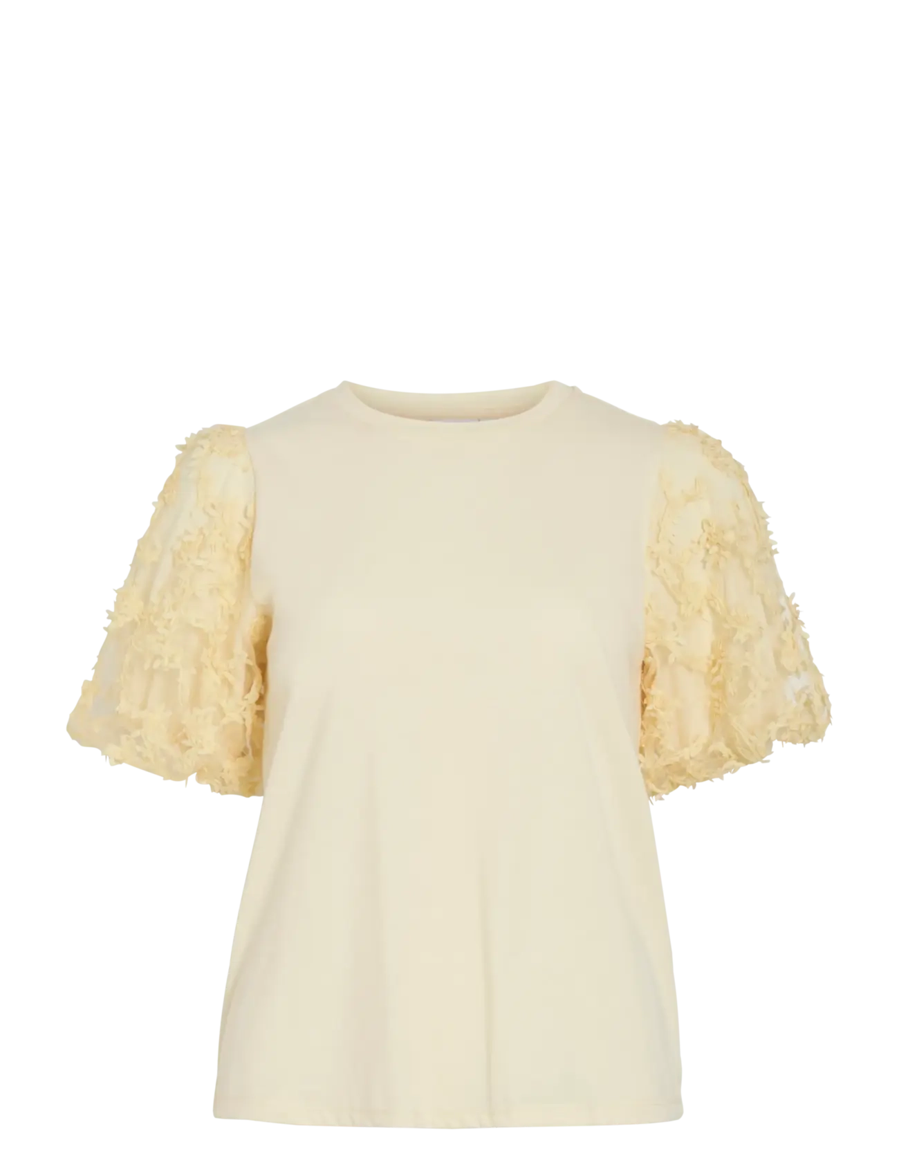 Vila VIONESCA O-NECK S/S TOP - T-Shirts & Tops - PASTEL YELLOW / yellow