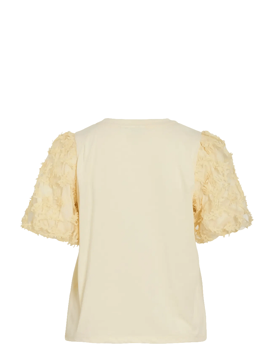 Vila - VIONESCA O-NECK S/S TOP - t-särgid - pastel yellow - 2