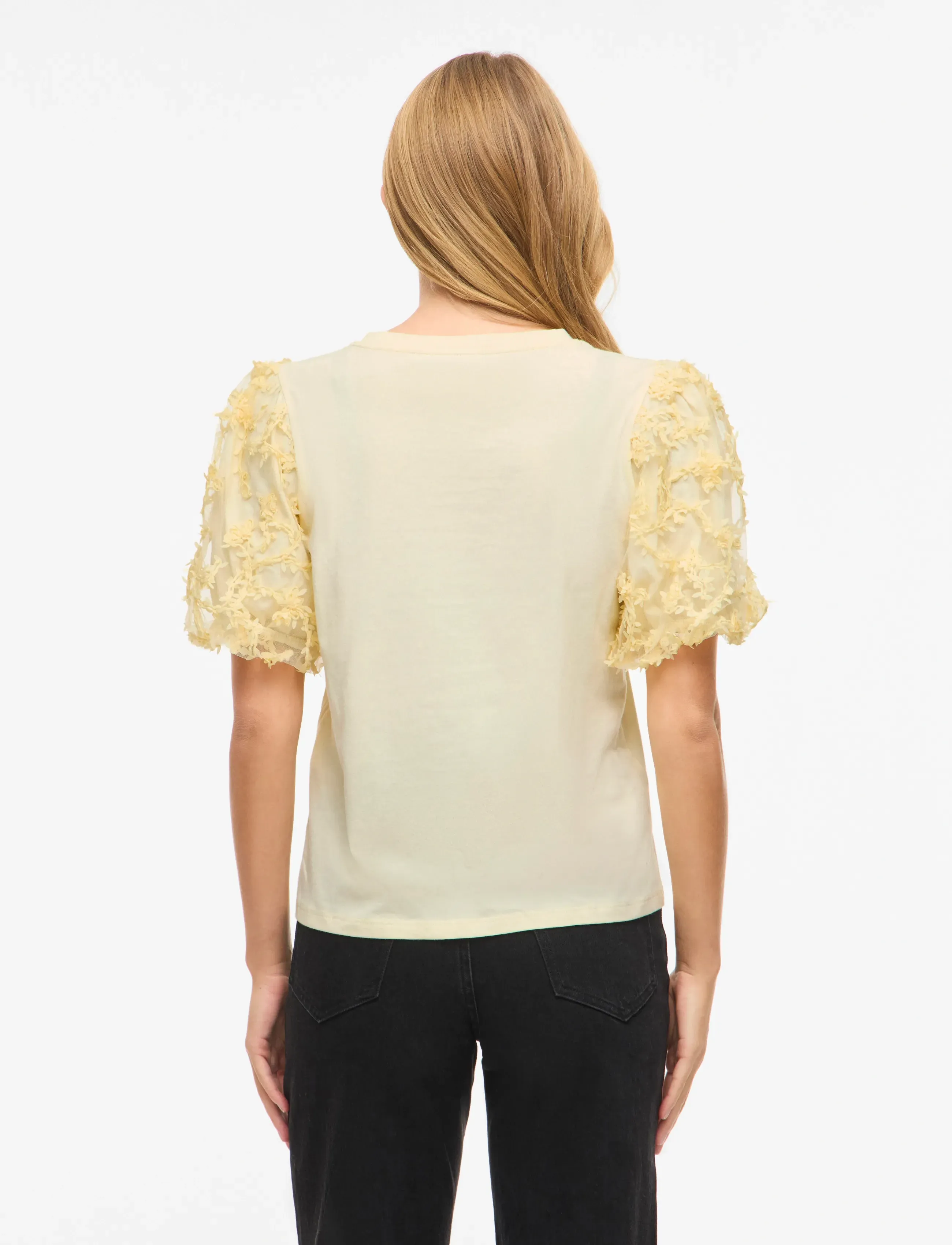 Vila - VIONESCA O-NECK S/S TOP - t-shirts - pastel yellow - 3