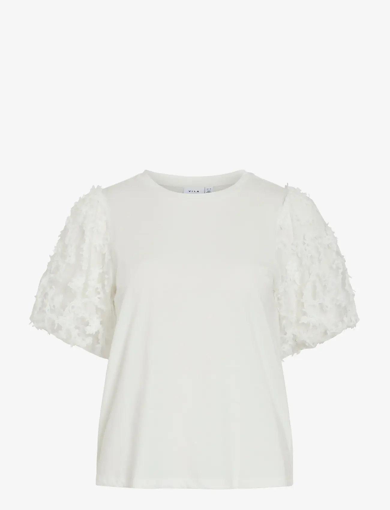 Vila - VIONESCA O-NECK S/S TOP - t-shirts - snow white - 1