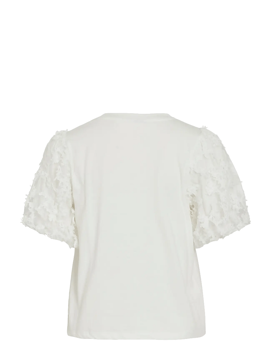 Vila - VIONESCA O-NECK S/S TOP - t-särgid - snow white - 2