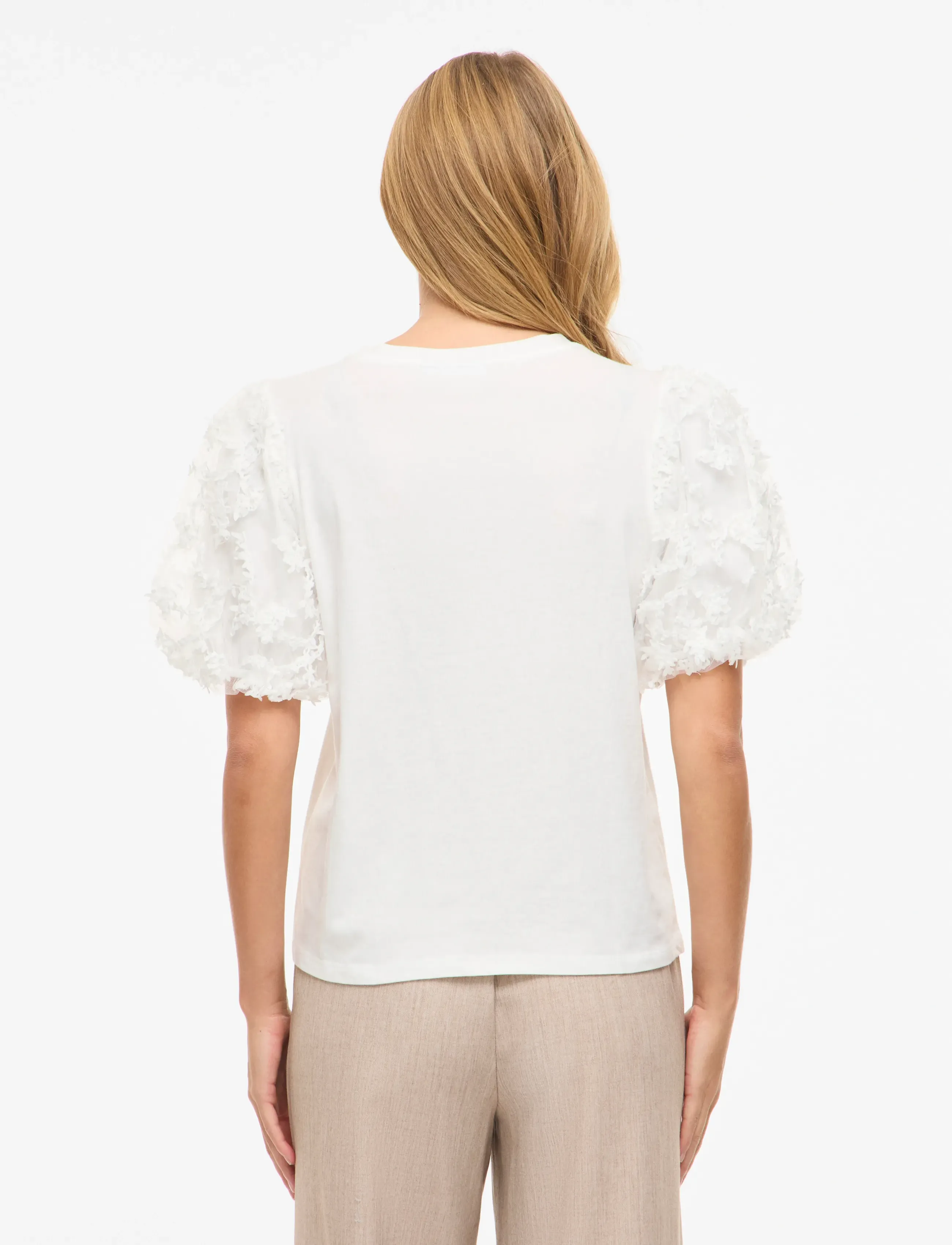 Vila - VIONESCA O-NECK S/S TOP - t-shirts - snow white - 3
