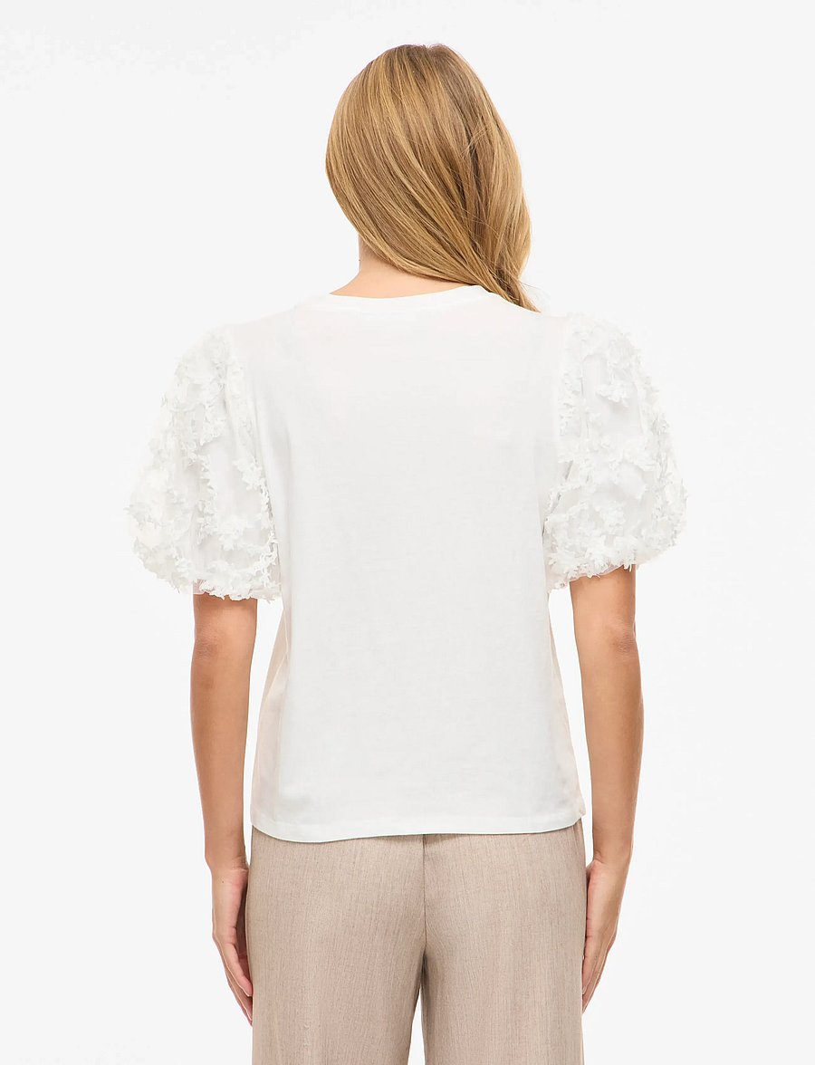 Vila - VIONESCA O-NECK S/S TOP - t-särgid - snow white - 3