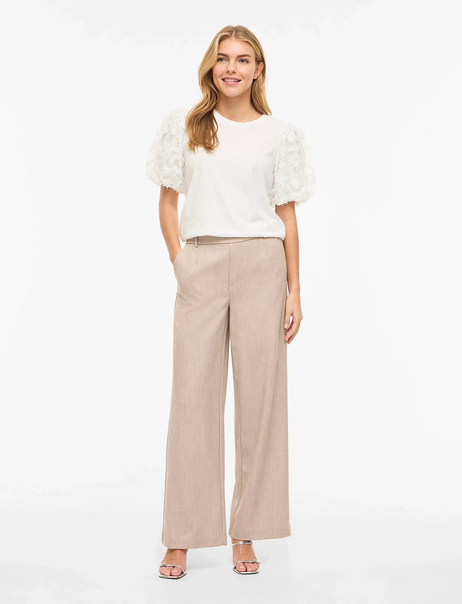 Vila - VIONESCA O-NECK S/S TOP - t-särgid - snow white - 4