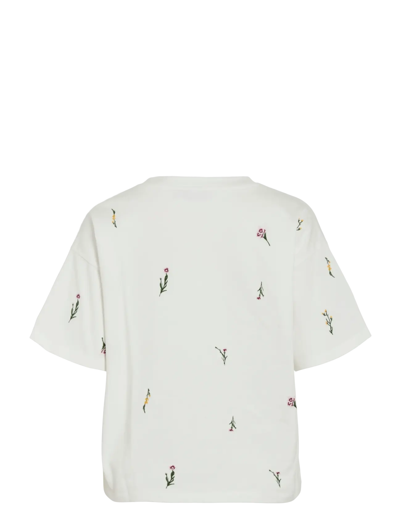 Vila - VIMONIE FLORAL EMB S/S O-NECK/R - t-särgid - snow white - 2