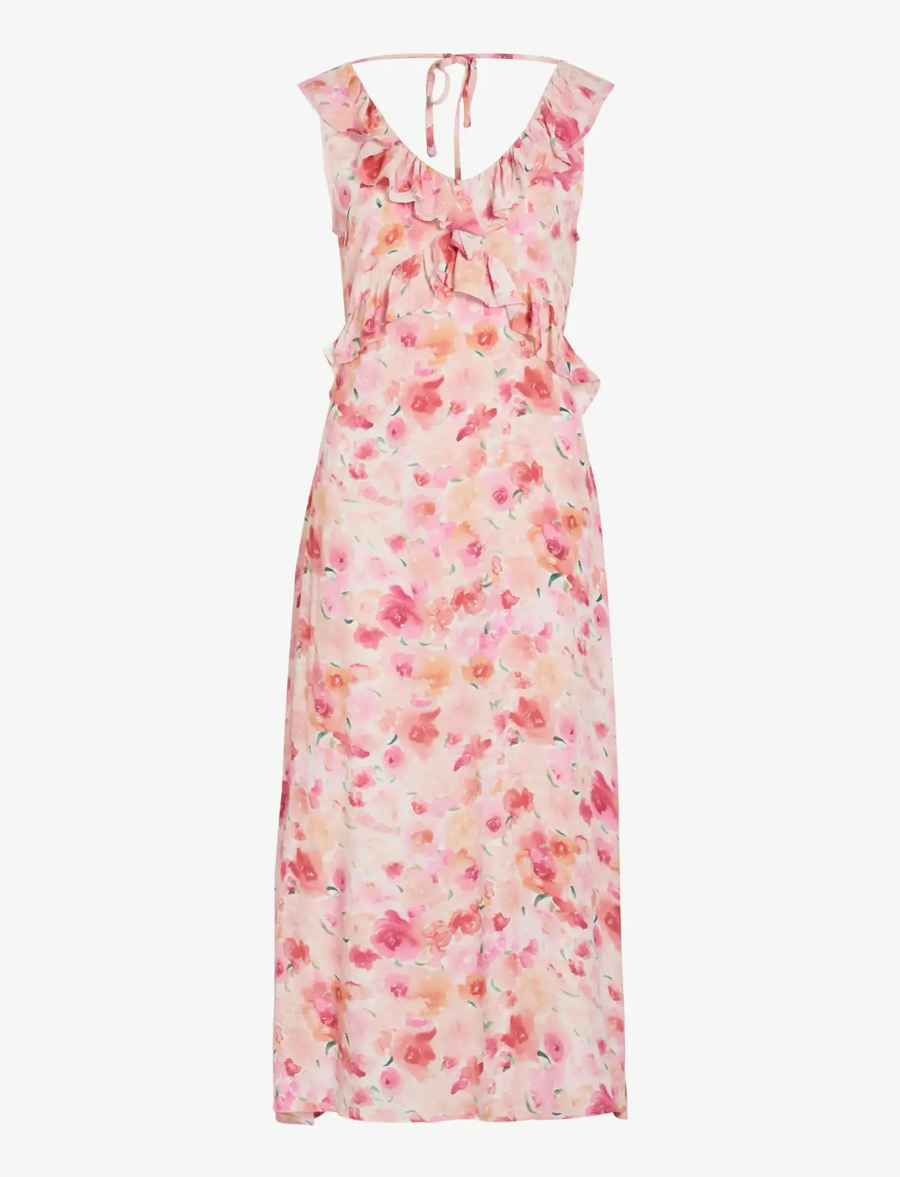 Vila - VIASTRA S/L FLOUNCE MIDI DRESS/DC - sommerkleider - snow white - 1