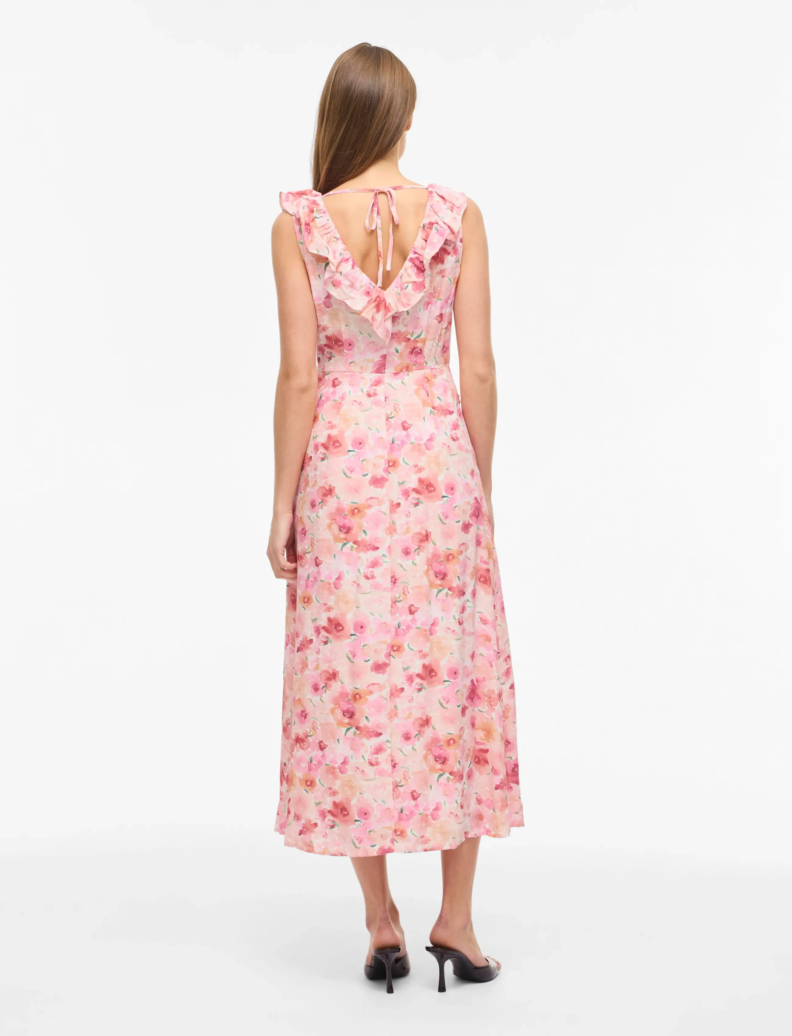 Vila - VIASTRA S/L FLOUNCE MIDI DRESS/DC - sommerkjoler - snow white - 3