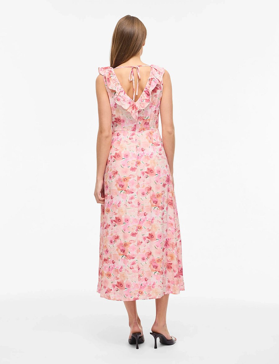 Vila - VIASTRA S/L FLOUNCE MIDI DRESS/DC - sommerkjoler - snow white - 3