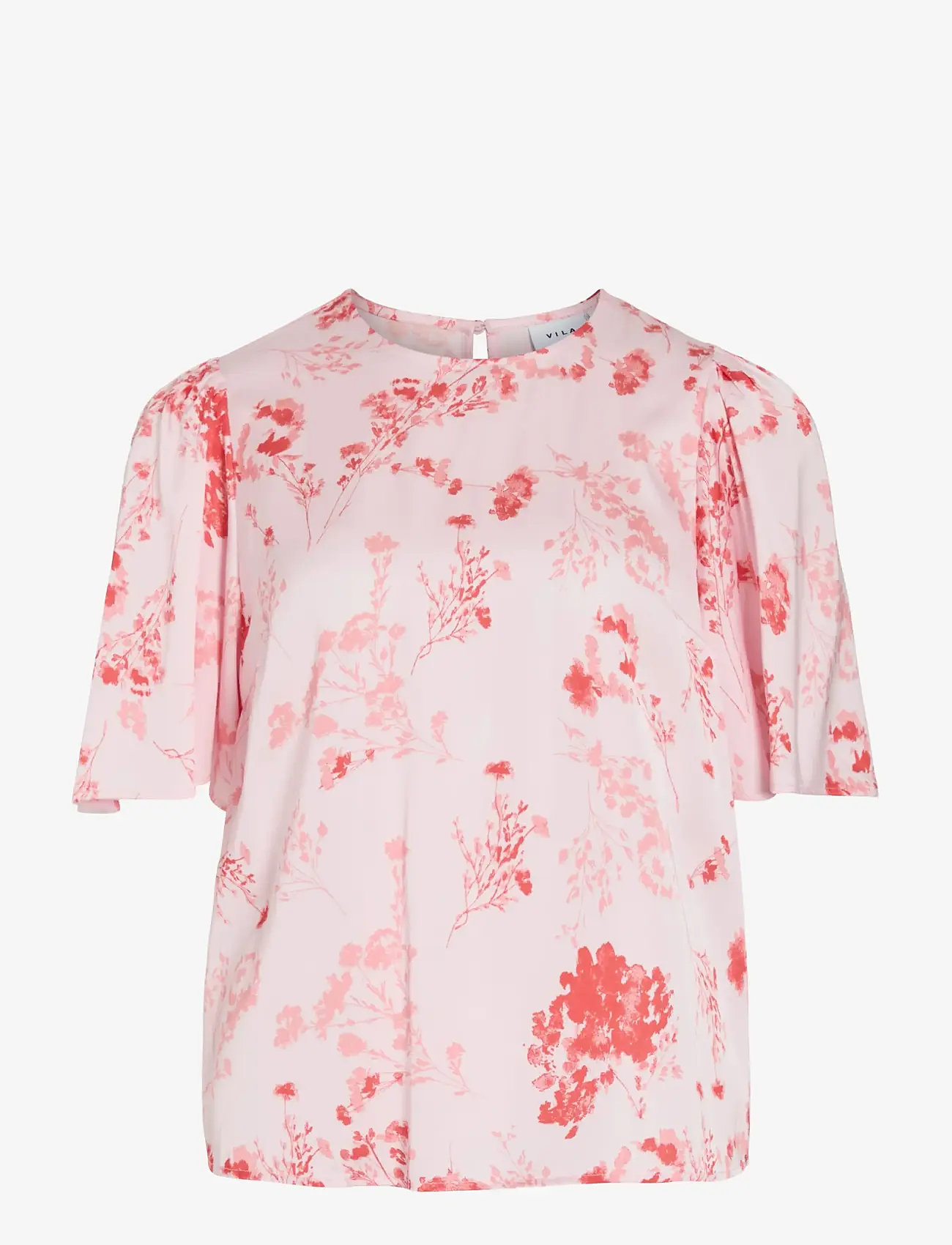Vila - VITHALIA ANYA 2/4 O-NECK TOP/DC - kortærmede bluser - cherry blossom - 0