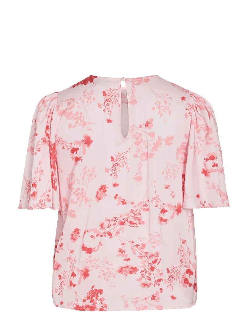 Vila - VITHALIA ANYA 2/4 O-NECK TOP/DC - kortærmede bluser - cherry blossom - 1