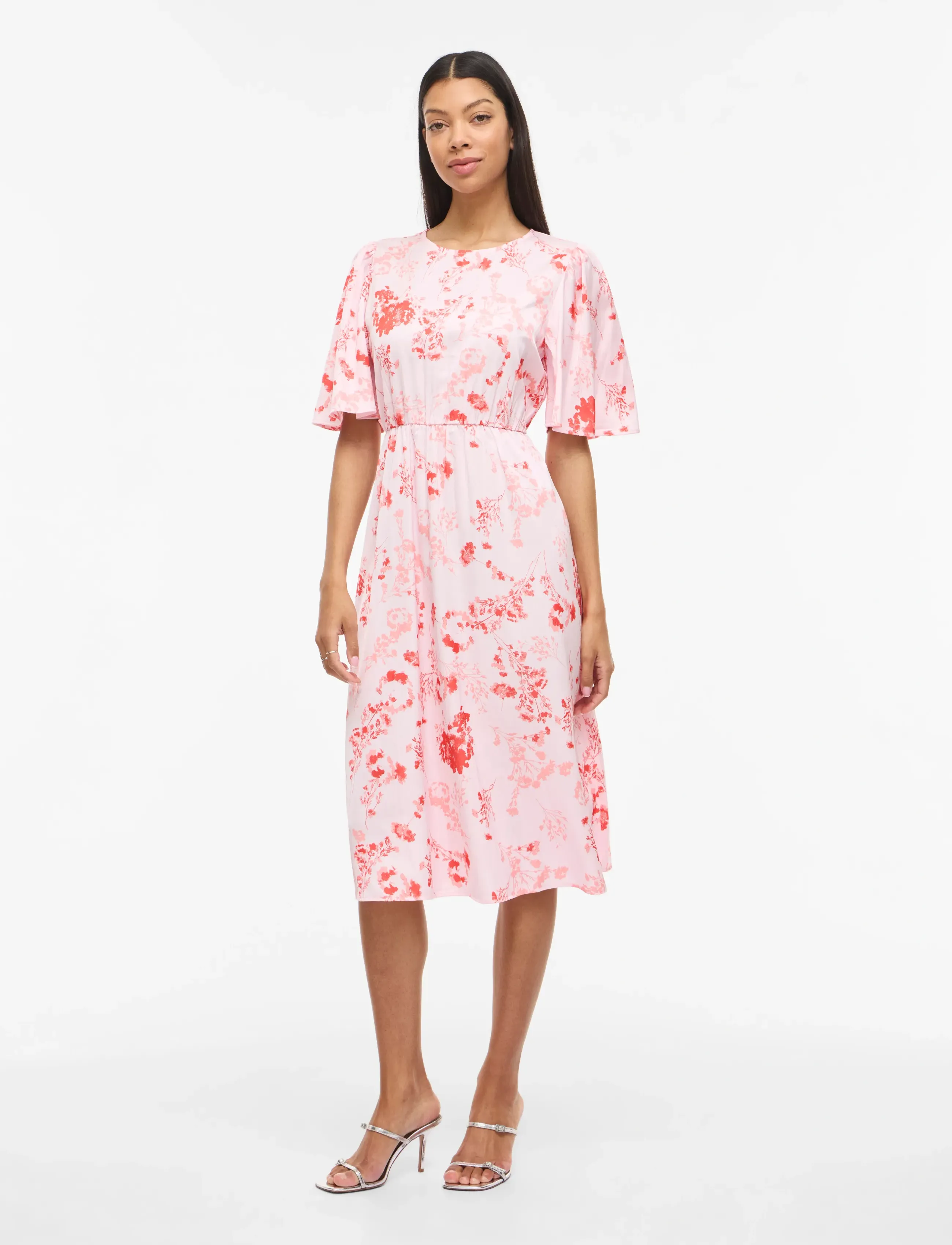 Vila VITHALIA ANYA 2/4 O-NECK DRESS/DC - Sommarklänningar - CHERRY BLOSSOM / pink/rose
