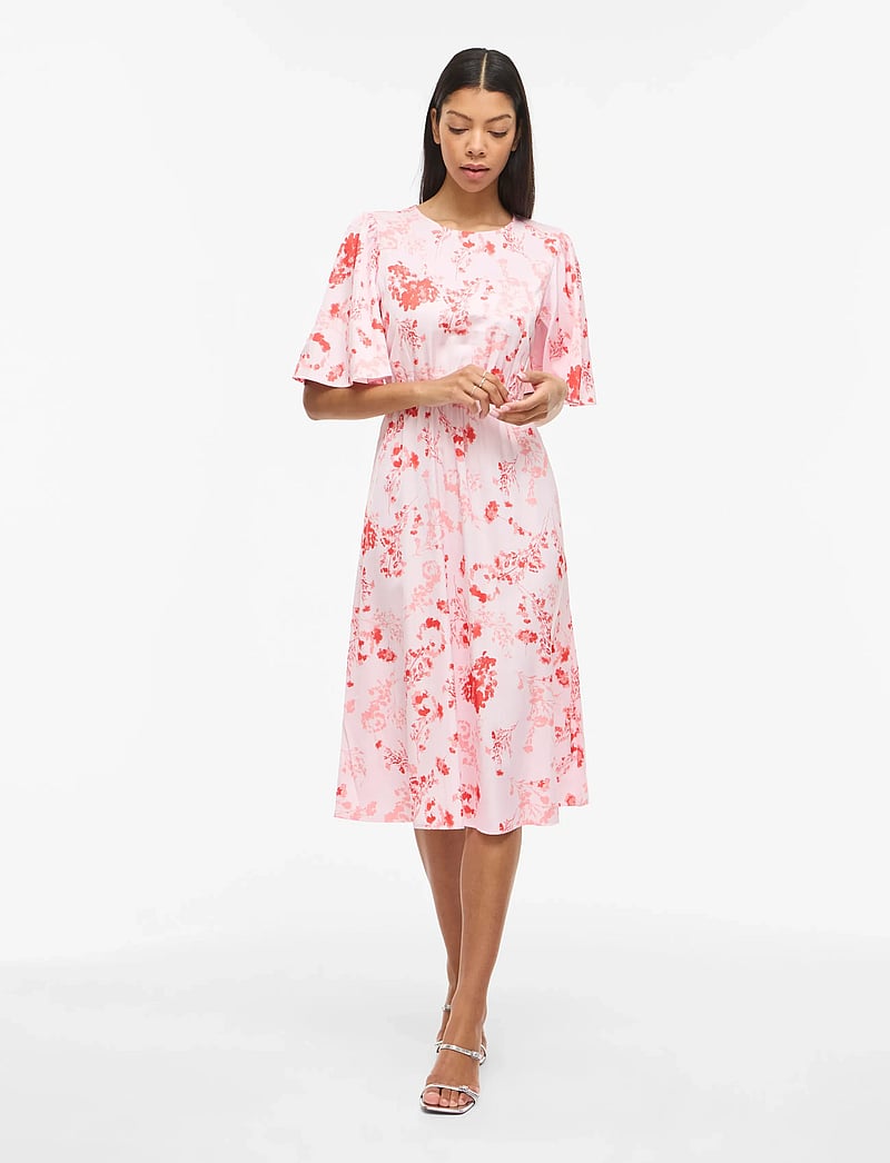Vila - VITHALIA ANYA 2/4 O-NECK DRESS/DC - kesämekot - cherry blossom - 4