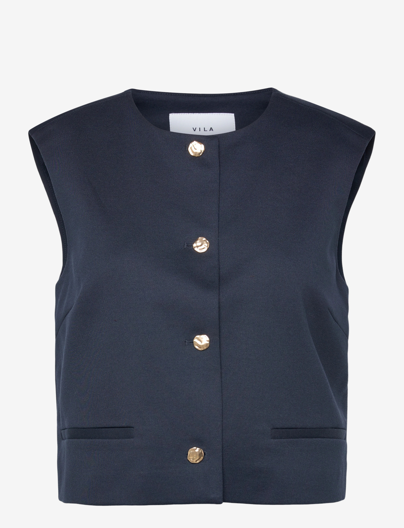 Vila - VITILDA S/L VEST - strikveste - navy blazer - 0