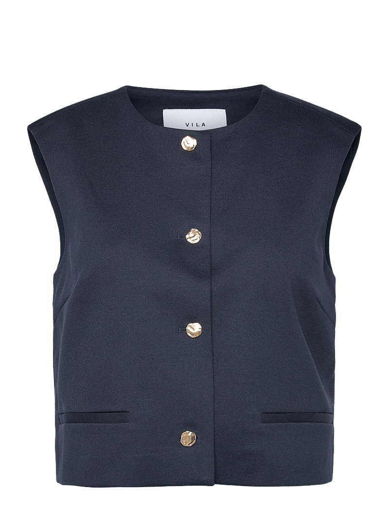 Vila - VITILDA S/L VEST - strikveste - navy blazer - 0
