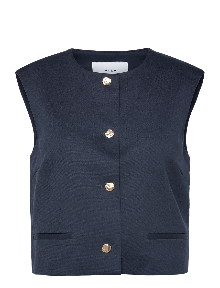 Vila - VITILDA S/L VEST - strickwesten - navy blazer - 1
