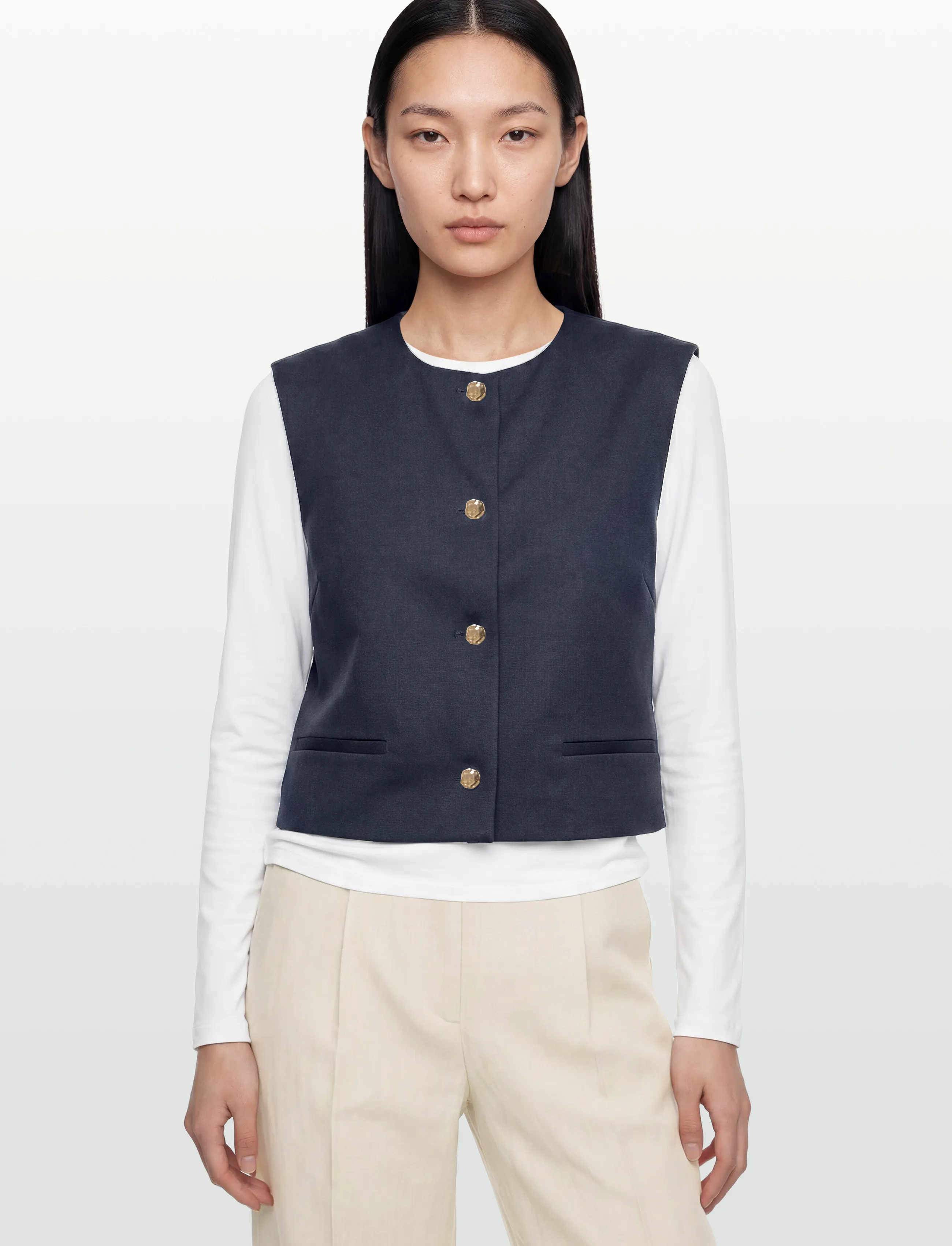 Vila - VITILDA S/L VEST - strickwesten - navy blazer - 3