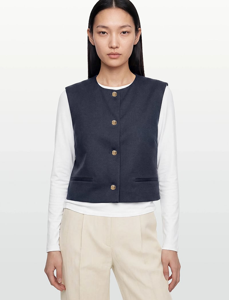Vila - VITILDA S/L VEST - gebreide vesten - navy blazer - 3
