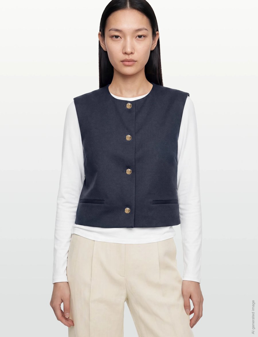 Vila - VITILDA S/L VEST - strickwesten - navy blazer - 3