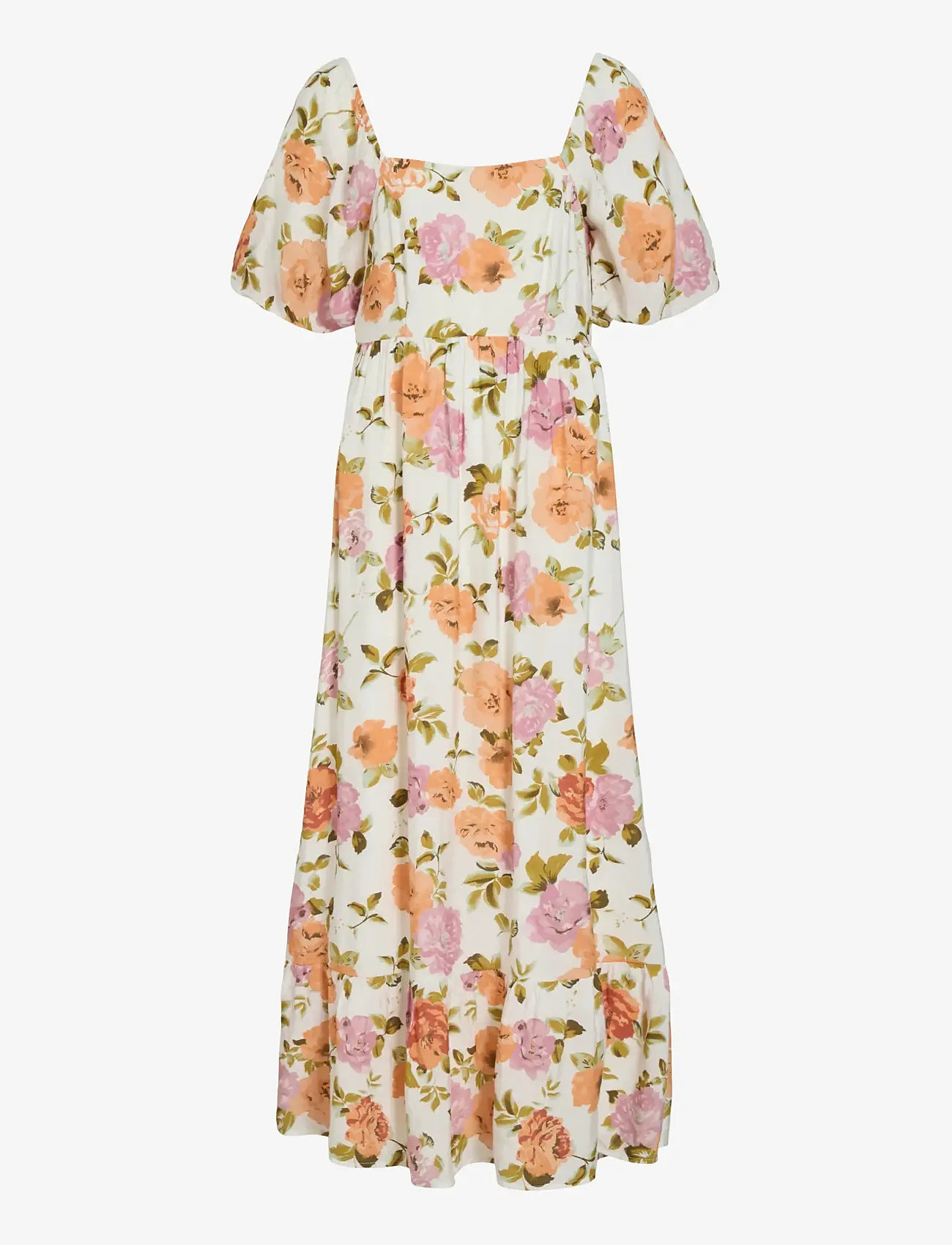 Vila - VIFLOLA SQUARE NECK 2/4 ANKLE DRESS/DC/R - summer dresses - snow white - 1