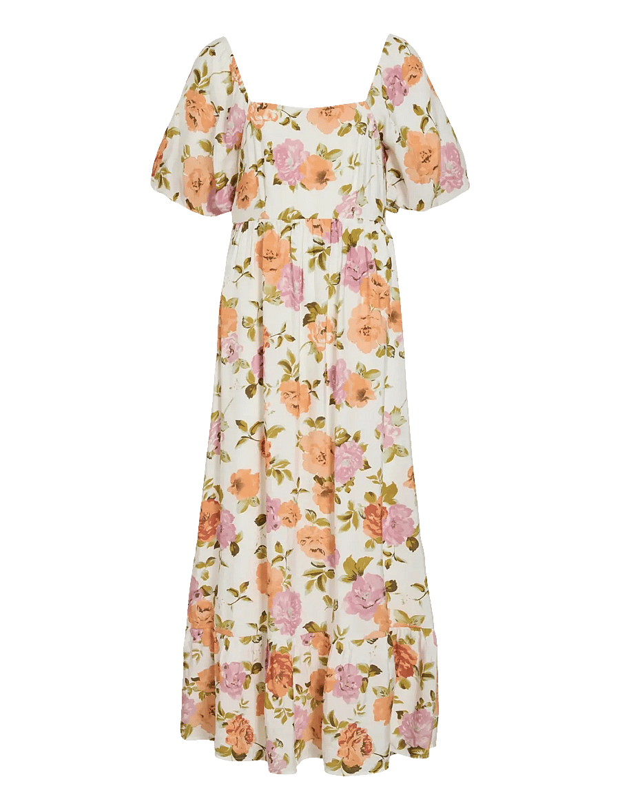 Vila - VIFLOLA SQUARE NECK 2/4 ANKLE DRESS/DC/R - kesämekot - snow white - 1