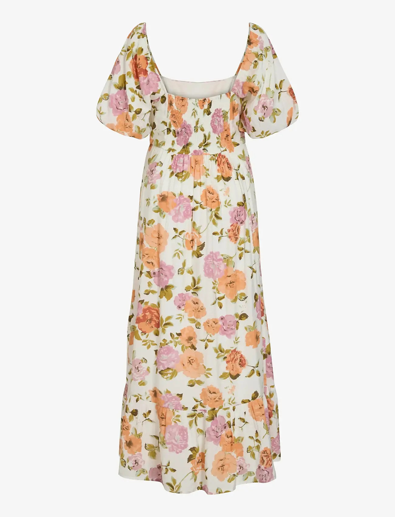 Vila - VIFLOLA SQUARE NECK 2/4 ANKLE DRESS/DC/R - summer dresses - snow white - 2