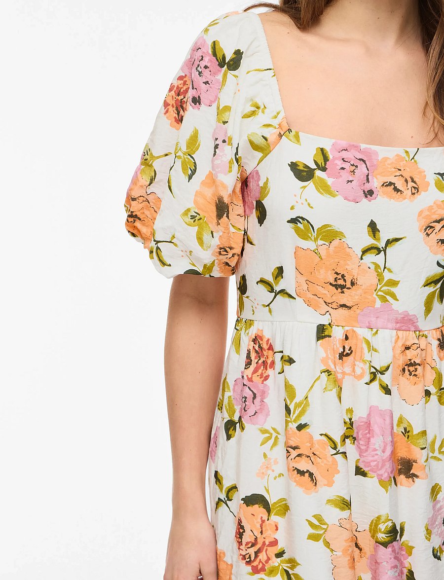 Vila - VIFLOLA SQUARE NECK 2/4 ANKLE DRESS/DC/R - kesämekot - snow white - 4
