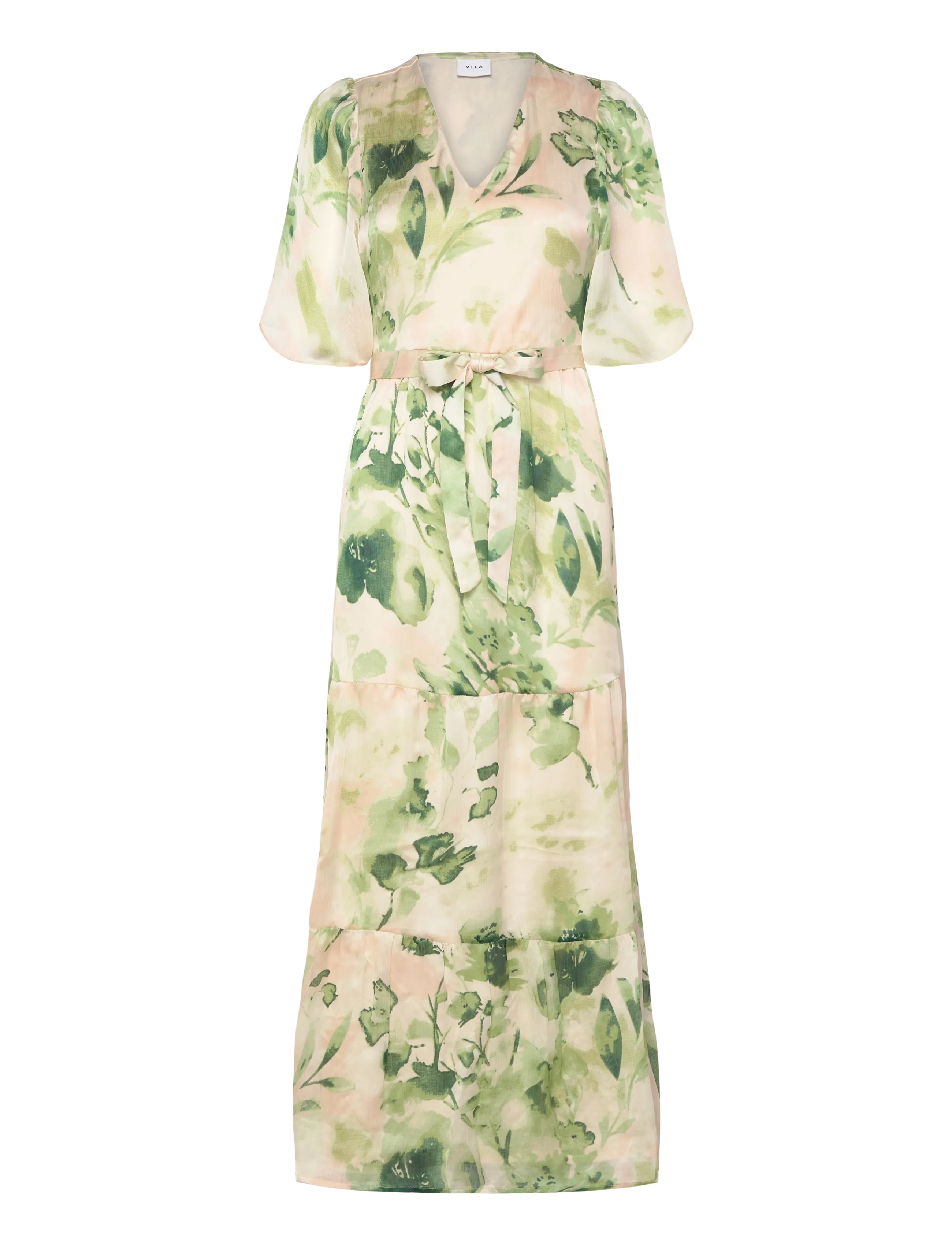 Vila VIMOLINA V-NECK 2/4 ANKLE DRESS/DC/R - Vila - BIRCH / green