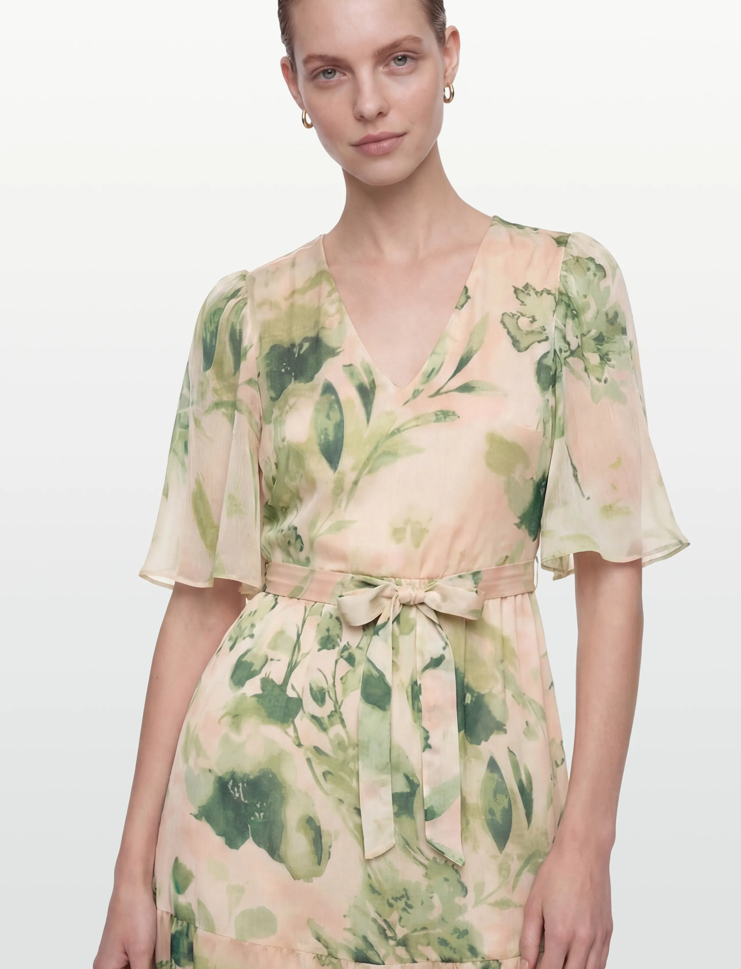 Vila - VIMOLINA V-NECK 2/4 ANKLE DRESS/DC/R - sommerkleider - birch - 4