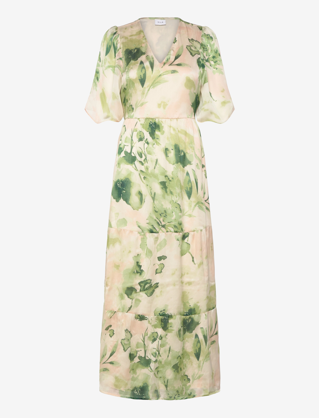 Vila - VIMOLINA V-NECK 2/4 ANKLE DRESS/DC/R - sommerkjoler - birch - 3