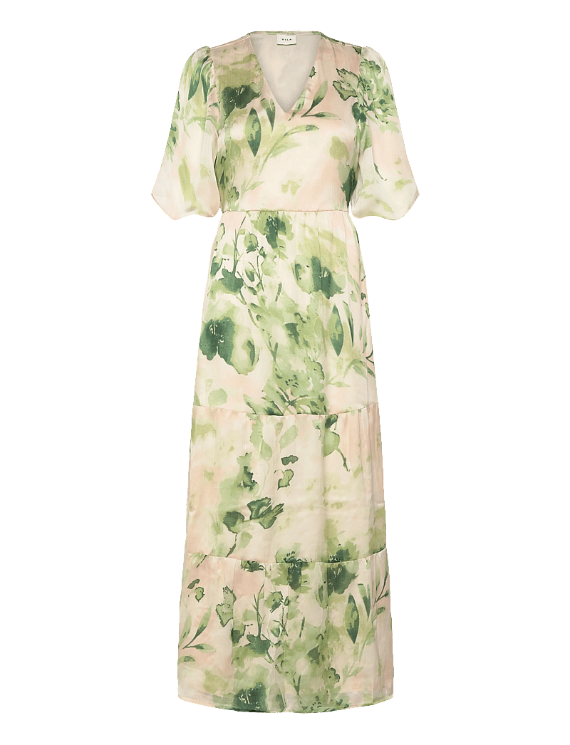 Vila - VIMOLINA V-NECK 2/4 ANKLE DRESS/DC/R - sommerkjoler - birch - 3