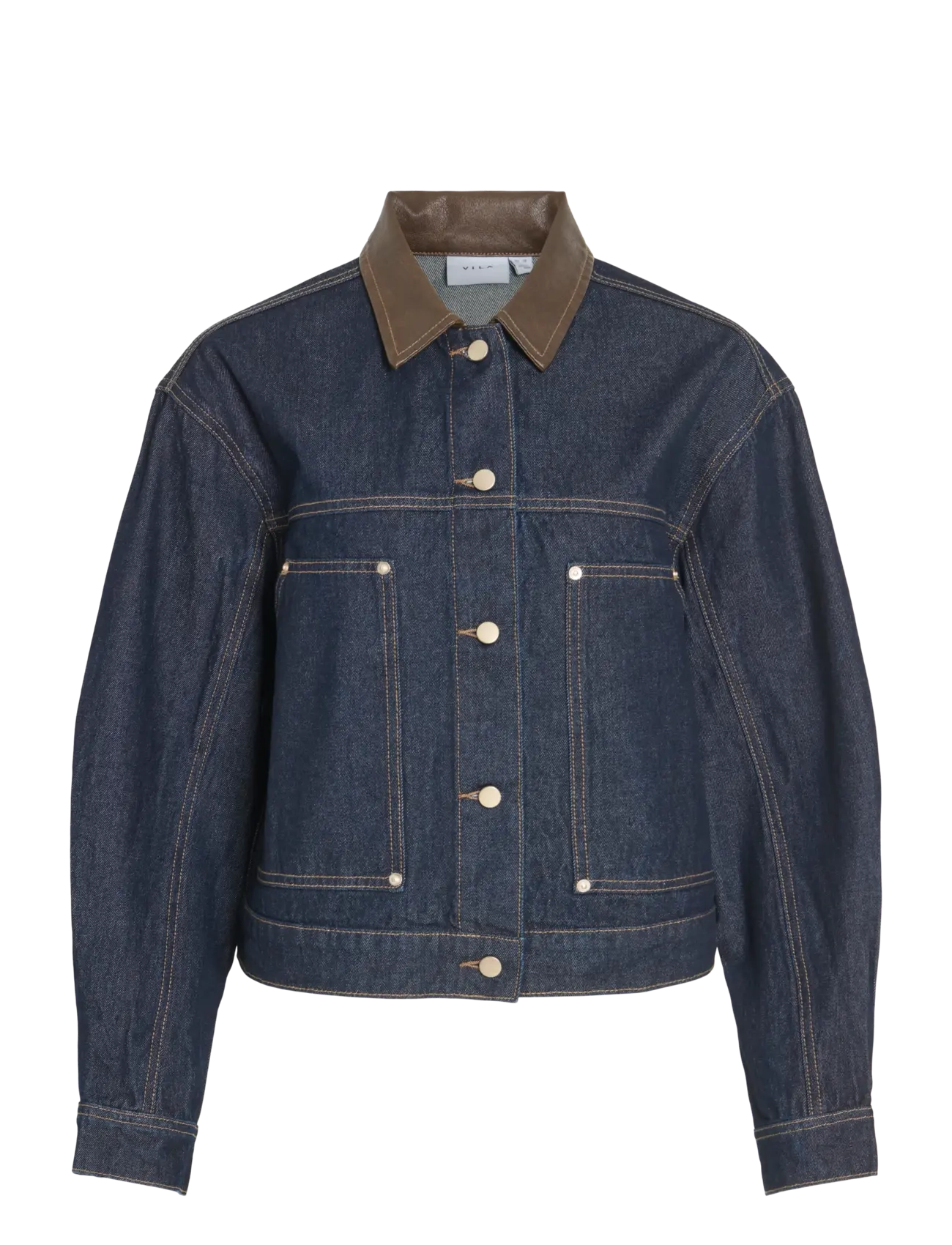 VILA Vilova L/S Collar Denim Jakcet Dbd/Bfs Blau - 38 - Damen