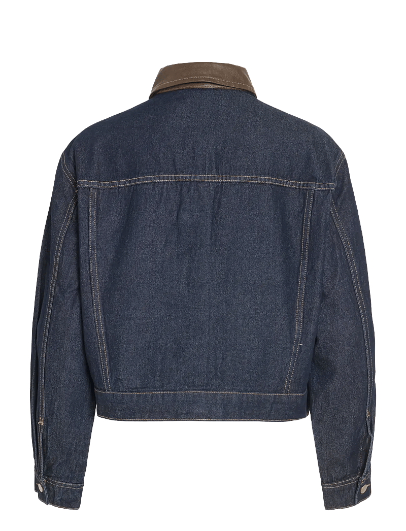Vila - VILOVA L/S COLLAR DENIM JAKCET DBD/BFS - jeansjacken - dark blue denim - 2