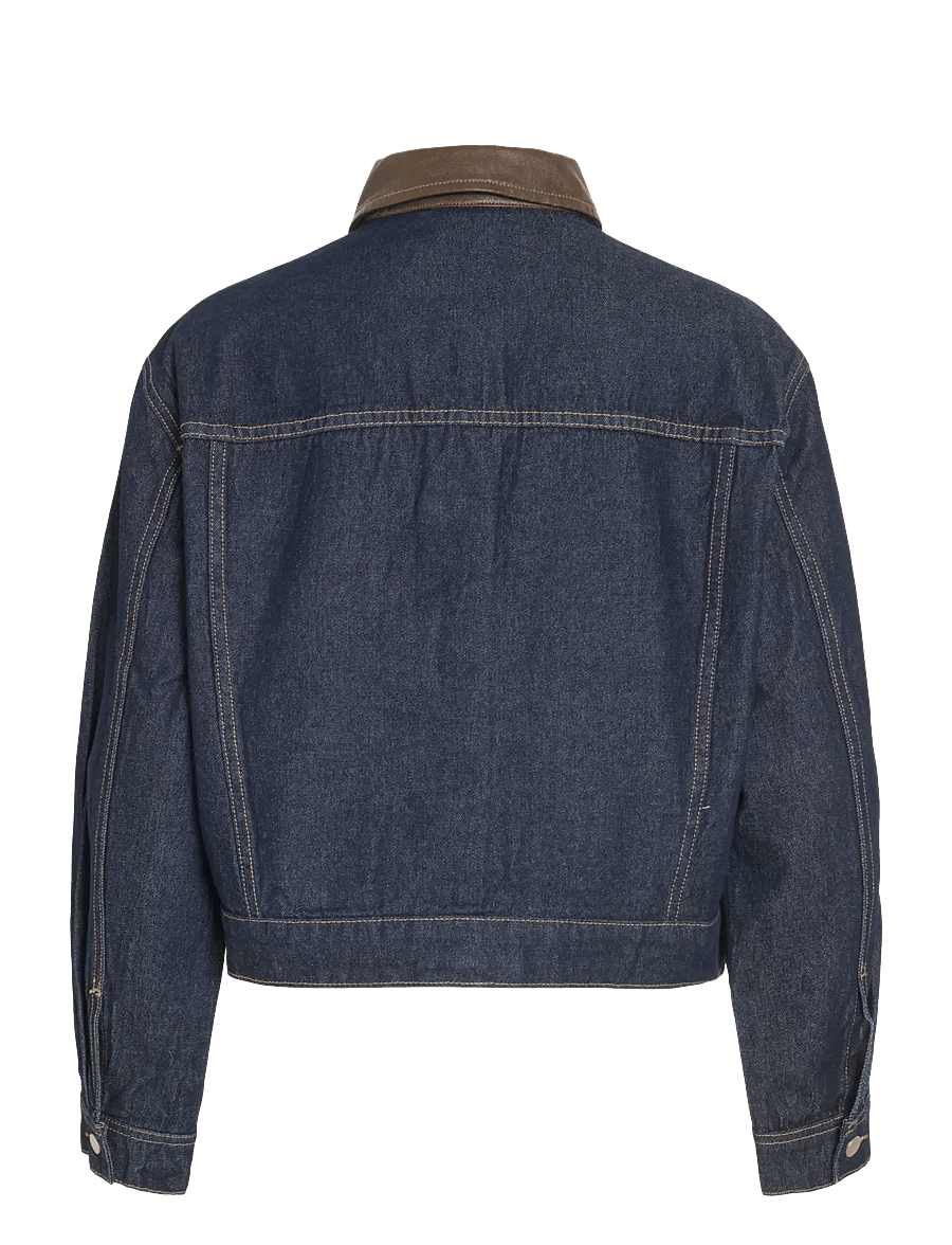 Vila - VILOVA L/S COLLAR DENIM JAKCET DBD/BFS - vestes de printemps - dark blue denim - 2