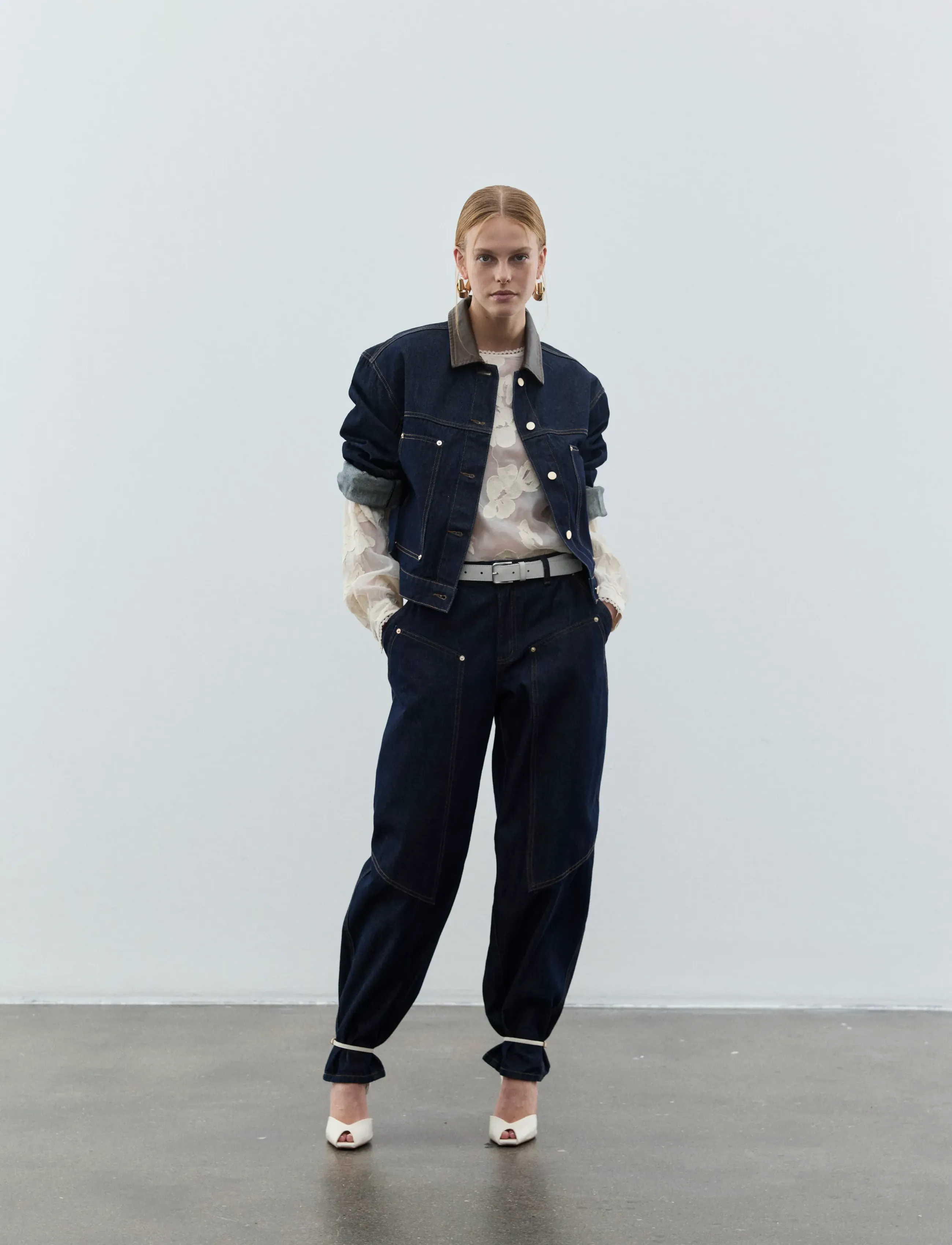 Vila VILOVA L/S COLLAR DENIM JAKCET DBD/BFS - Vestes & Manteaux - DARK BLUE DENIM / blue