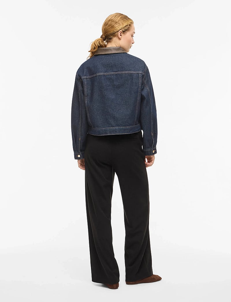 Vila - VILOVA L/S COLLAR DENIM JAKCET DBD/BFS - jeansjacken - dark blue denim - 3